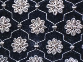 1950's Black Velvet Clutch Purse with Silver Thread Embroidery (SOLD)