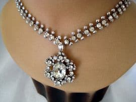 1950's Diamante Necklace with Huge 'Diamond' Pendant (SOLD)