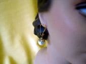 1950's Faux Pearl Ball Earring with Diamante Roundel on Vermeil Wires