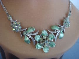 1950's Floral Necklace with Austrian Crystal Jewels (Sold)