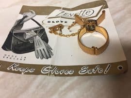 1950's Gilt Metal Glove Clip on Original Card
