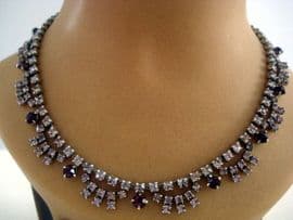 1950's Jewelled Swagged Collar Necklace in Two shades of Purple (Sold)
