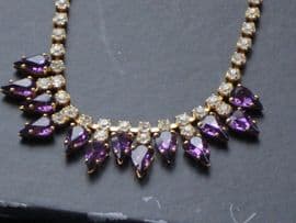 1950's Purple and White Diamante Necklace (SOLD)