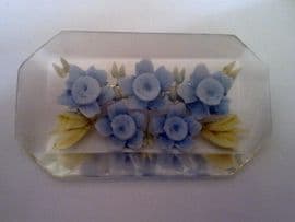1950's Reverse Carved Lucite Brooch - Blue Flowers and Leaves (Sold)