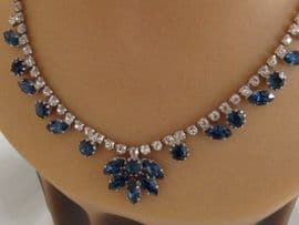 1950s - 1960s Rhinestone Necklace with Sapphire coloured jewels (SOLD)