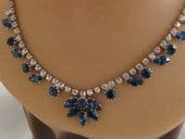 1950s - 1960s Rhinestone Necklace with Sapphire coloured jewels (SOLD)