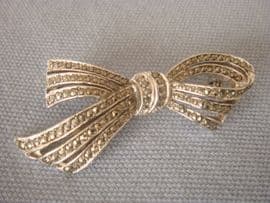 1950s - 1960s Stylised Bow Brooch - Rhodium set with Real Marcasites (SOLD)