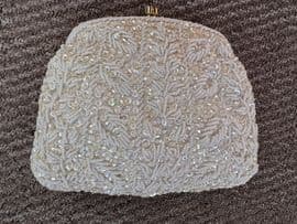 1950s - 60s Beaded and Sequinned Handbag - Hong Kong - Creamy White Perfect for Bride