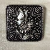 1950s Aluminium Scarf Clip - Butterfly and Daisy Scarf Ring