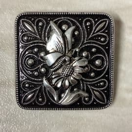 1950s Aluminium Scarf Clip - Butterfly and Daisy Scarf Ring