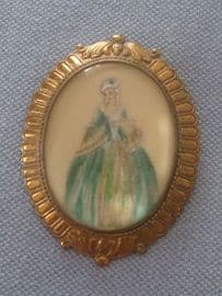 1950s Crinoline Lady Brooch in Soft Colours