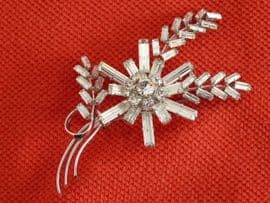 1950s Diamante Brooch - Abstract Effect Flower and Branch (sold)