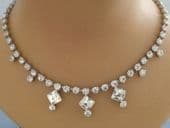 1950s Diamante Necklace with 3 large square stones - Bridal necklace(SOLD)