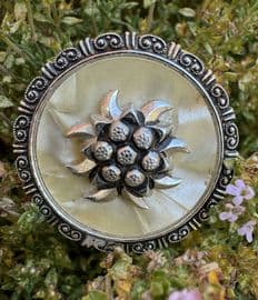 1950s Edelweiss Flower  Scarf Ring -  Aluminium Scarf Clip