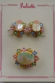 1950s Flower Brooch and Matching Earclips on Original Card (Sold)