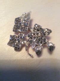 1950s Flowers Brooch - Silver and Marcasite