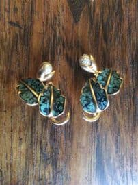 1950s Leaf and Frosted Pearl Clip On Earrings (sold)