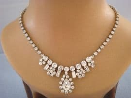 1950s Norman Hartnell Diamante Necklace - Designer Signed Jewellery (SOLD)
