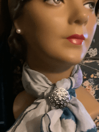 1950s Round Aluminium Scarf Clip - Tiny Flowers Scarf Ring