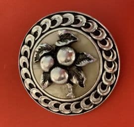 1950s Round  Scarf Ring in Silver Aluminium - Three  Luscious Fruits