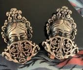 1950s Spanish  Lady with Mantilla Comb and Fan signed Miracle  Earrings