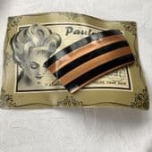 1950s to 1960s Hair Clip - Lucite - Bronze and Black Stripes - on original sales card