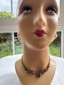 1950s Vintage Faux Garnet  Necklace with Swagged detail