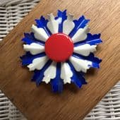 1960's Big Open Vintage Flower Brooch - Patriotic in the Red,White & Blue!