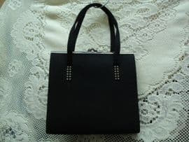 1960's Black Crepe Handbag with Diamante Trim (SOLD)