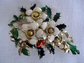 1960's Christmas Rose Brooch by Exquisite (Larger Sized Brooch) (SOLD)