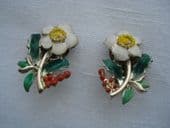 1960's Christmas Rose Earclips signed Exquisite (sold)