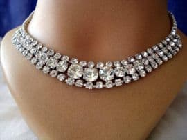 1960's Diamante Triple Row Collar Necklace (SOLD)