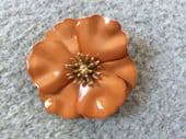 1960's Flower Brooch in Orange with Gold (SOLD)
