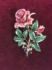 1960's Flower Brooch - Pink Rose - Signed Exquisite