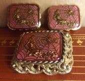 1960's Large Cufflinks and Brooch Set - Arachne Spider Legend