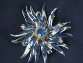 1960's Midnight Blue Enamel Flower Brooch (SOLD)