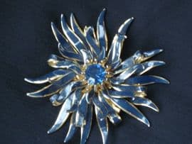 1960's Midnight Blue Enamel Flower Brooch (SOLD)