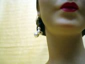 1960's Popcorn Pearl Cluster Earrings on Gold on Silver Earwires