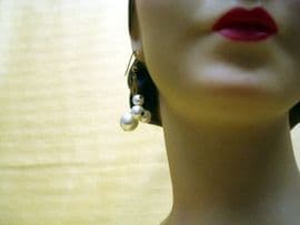1960's Popcorn Pearl Cluster Earrings on Gold on Silver Earwires