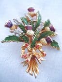 1960's Signed Exquisite Brooch - Scottish Thistles with Lucky White Heather (Sold)