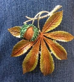 1960's Signed Exquisite Horse Chestnut Brooch - Conker Pin ( Number One) (SOLD)