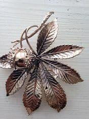 1960's Signed Exquisite Horse Chestnut Brooch - Vintage Copper Conker Pin SOLD