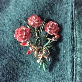 1960's Small Carnation  Flower Brooch signed   Exquisite
