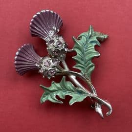 1960's Thistle Brooch by Exquisite - Enamel and Purple Jewels
