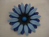 1960's USA Vintage Flower Brooch in Three Shades of Blue plus Black