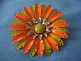 1960's Vintage Floral Brooch in Orange, Yellow and Gold (SOLD)