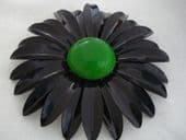 1960's Vintage Flower Brooch - Black and Green. (SOLD)