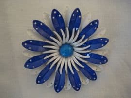 1960's Vintage Flower Brooch in White and Two shades of Blue (SOLD)