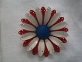 1960's Vintage Flower Brooch - Patriotic in the Red,White & Blue!