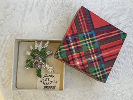1960s Brooch - Scottish Lucky White Heather in Original Box by Exquisite Unsigned